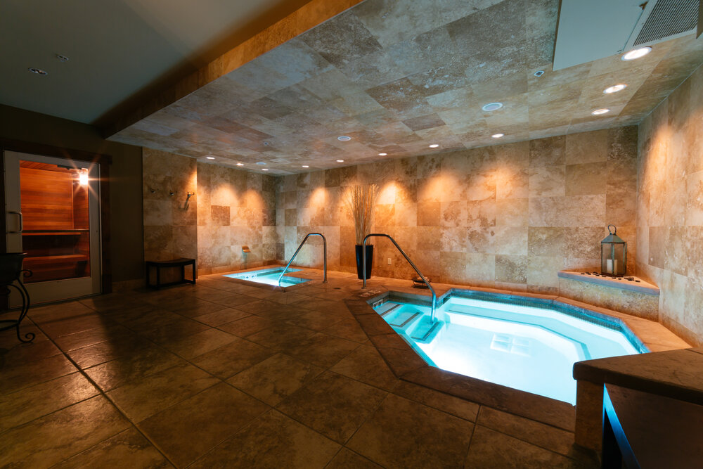 Hot tub and sauna room at Stein Eriksen